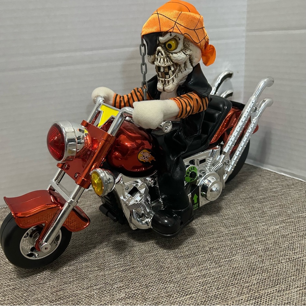 Halloween Skeleton Biker Decor - Orange and Black